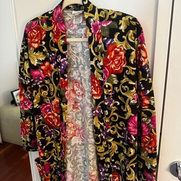 TOUCHE LA floral 90s vintage kimono blazer - Picture 2 of 5